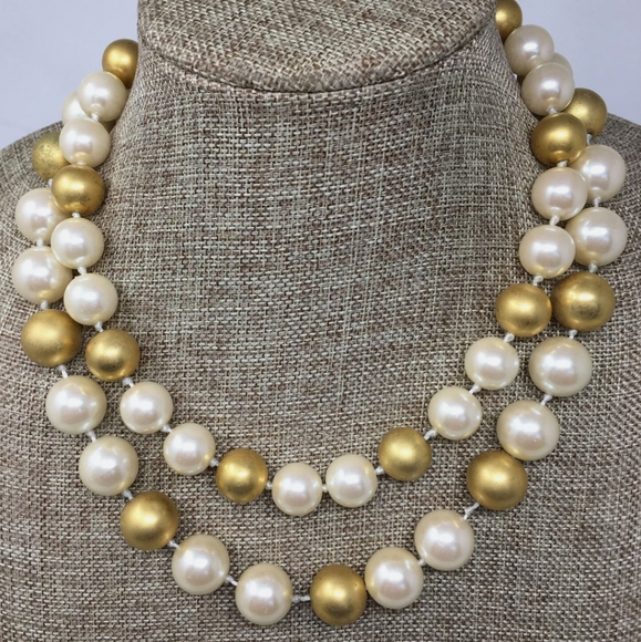Signed Vintage Givenchy Glass Pearl Necklace - Picture 1 of 9